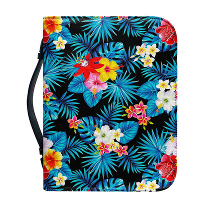 Turquoise Tropical Hawaii Pattern Print Leather Bible Cover