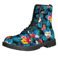Turquoise Tropical Hawaii Pattern Print Lace-Up Boots