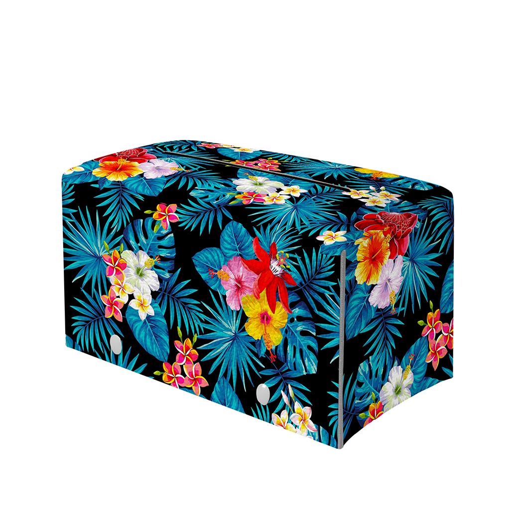 Turquoise Tropical Hawaii Pattern Print Leather Tissue Box Cover