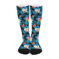 Turquoise Tropical Hawaii Pattern Print Long Socks