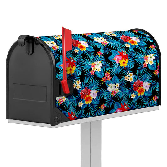 Turquoise Tropical Hawaii Pattern Print Mailbox Cover