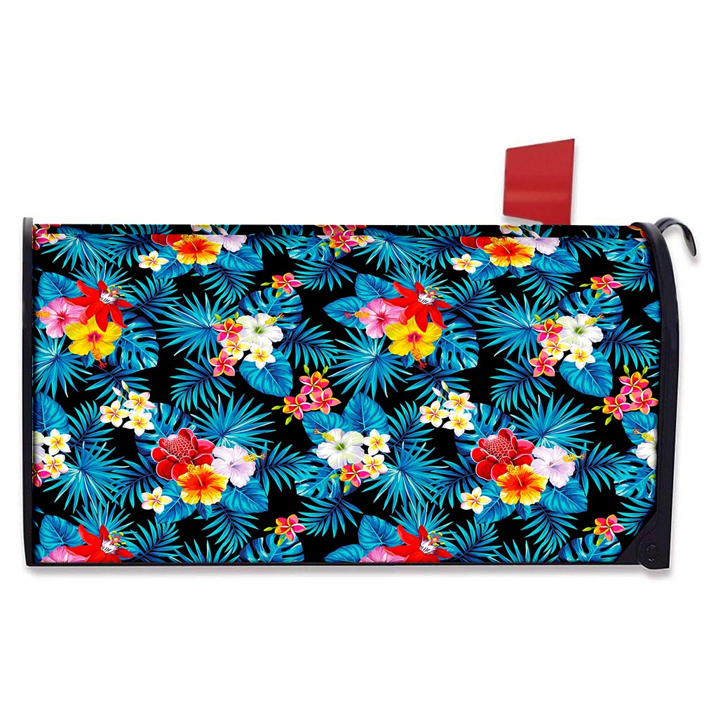 Turquoise Tropical Hawaii Pattern Print Mailbox Cover