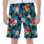 Turquoise Tropical Hawaii Pattern Print Men's Beach Shorts