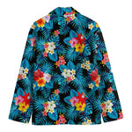 Turquoise Tropical Hawaii Pattern Print Men's Blazer
