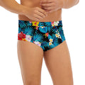 Turquoise Tropical Hawaii Pattern Print Men's Briefs
