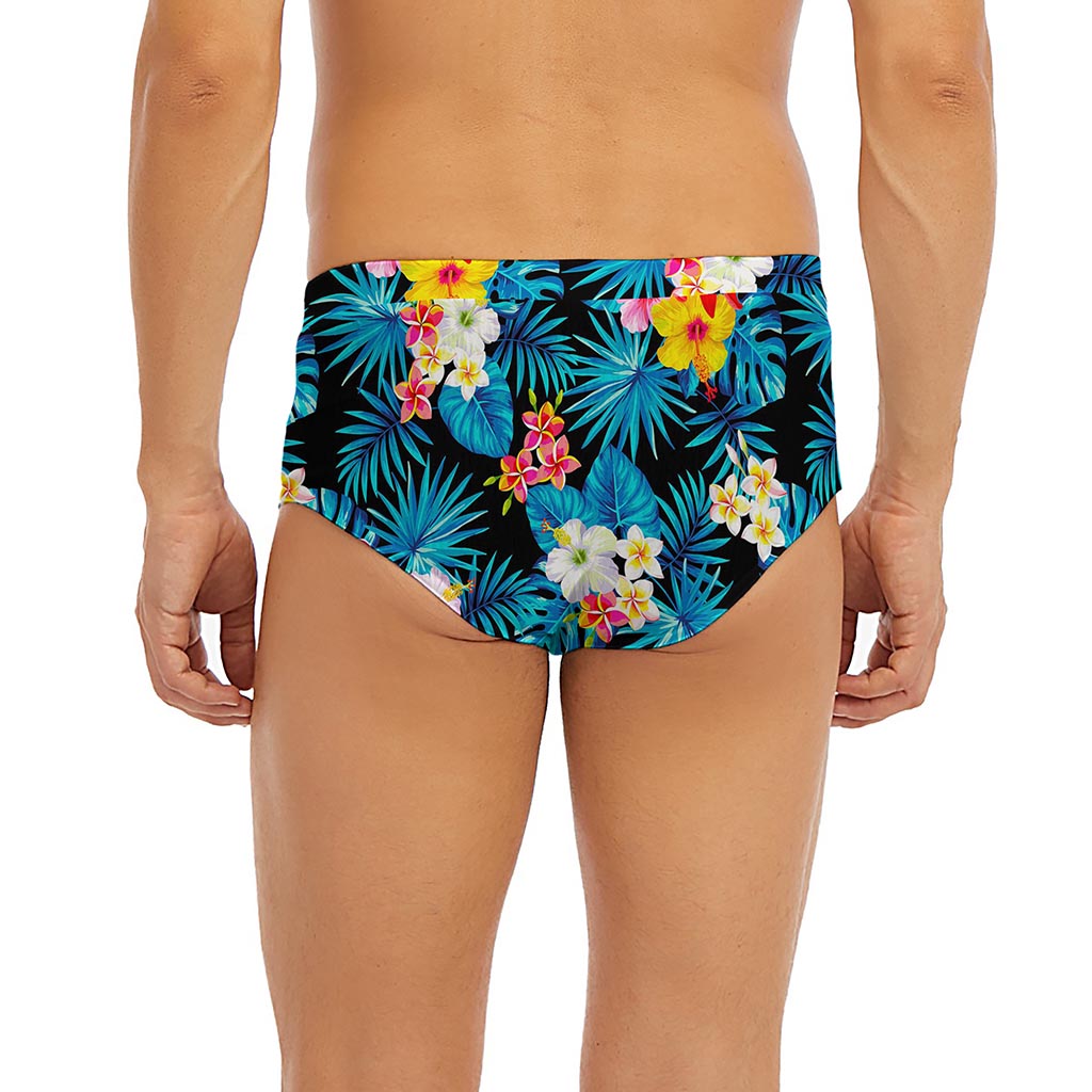 Turquoise Tropical Hawaii Pattern Print Men's Briefs