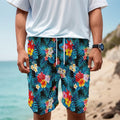 Turquoise Tropical Hawaii Pattern Print Men's Cargo Shorts