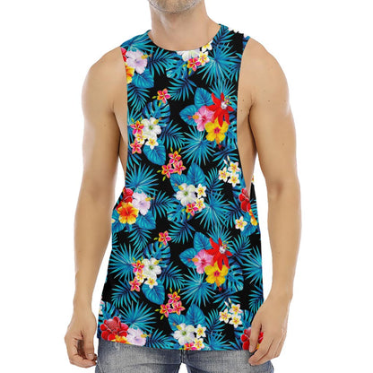 Turquoise Tropical Hawaii Pattern Print Men's Muscle Tank Top