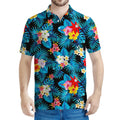 Turquoise Tropical Hawaii Pattern Print Men's Polo Shirt