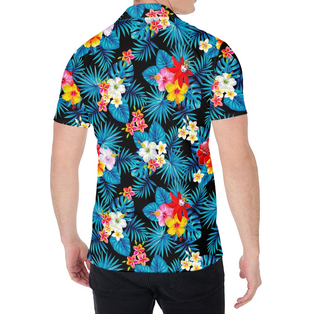 Turquoise Tropical Hawaii Pattern Print Men's Shirt