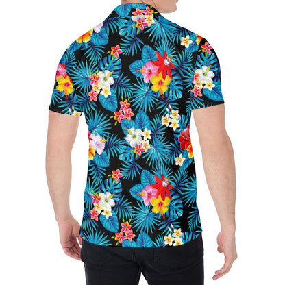 Turquoise Tropical Hawaii Pattern Print Men's Shirt