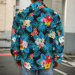 Turquoise Tropical Hawaii Pattern Print Men's Shirt Jacket