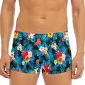 Turquoise Tropical Hawaii Pattern Print Men's Short Boxer Briefs