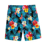 Turquoise Tropical Hawaii Pattern Print Men's Sports Shorts