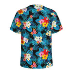 Turquoise Tropical Hawaii Pattern Print Men's Sports T-Shirt