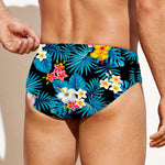 Turquoise Tropical Hawaii Pattern Print Men's Swim Briefs
