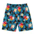 Turquoise Tropical Hawaii Pattern Print Men's Swim Trunks