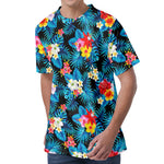 Turquoise Tropical Hawaii Pattern Print Men's Velvet T-Shirt