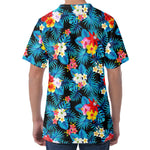 Turquoise Tropical Hawaii Pattern Print Men's Velvet T-Shirt