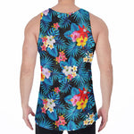 Turquoise Tropical Hawaii Pattern Print Men's Velvet Tank Top