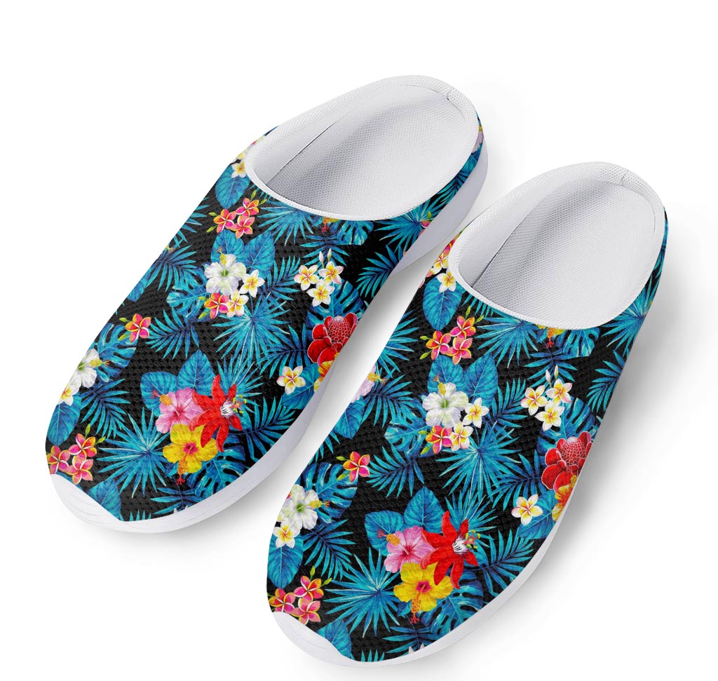 Turquoise Tropical Hawaii Pattern Print Mesh Casual Shoes