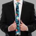 Turquoise Tropical Hawaii Pattern Print Necktie