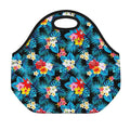 Turquoise Tropical Hawaii Pattern Print Neoprene Lunch Bag