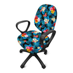 Turquoise Tropical Hawaii Pattern Print Office Chair Cover