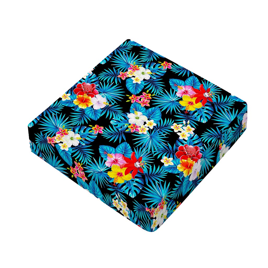 Turquoise Tropical Hawaii Pattern Print Outdoor Seat Cushion Cover