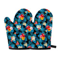 Turquoise Tropical Hawaii Pattern Print Oven Mitts