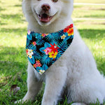 Turquoise Tropical Hawaii Pattern Print Over The Collar Dog Bandana