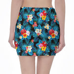 Turquoise Tropical Hawaii Pattern Print Pencil Mini Skirt