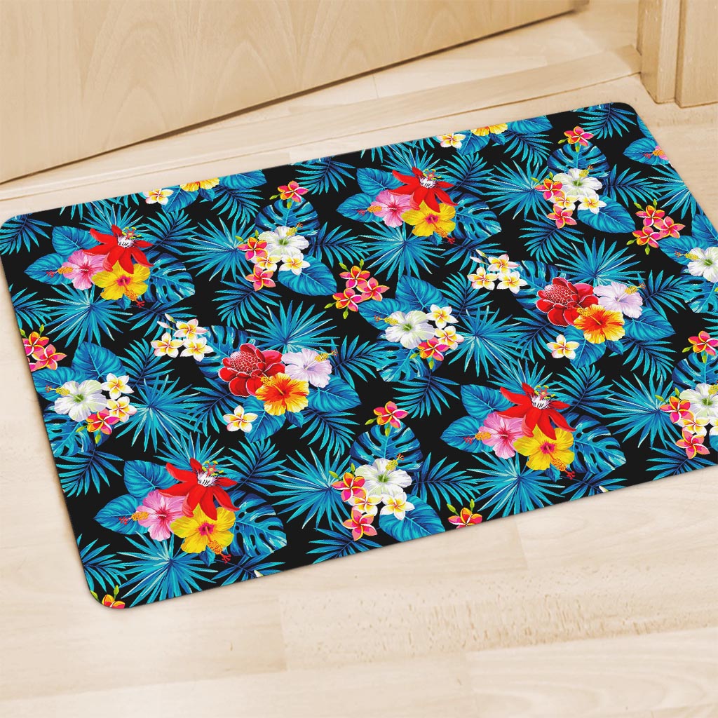 Turquoise Tropical Hawaii Pattern Print Polyester Doormat
