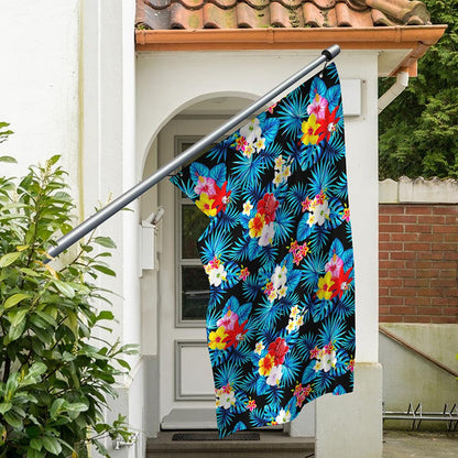 Turquoise Tropical Hawaii Pattern Print Polyester Flag