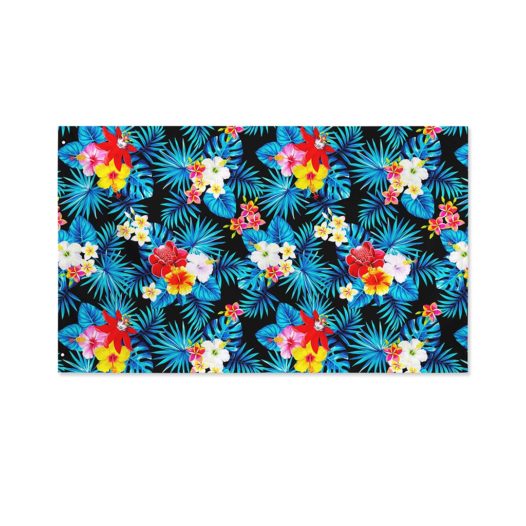 Turquoise Tropical Hawaii Pattern Print Polyester Flag