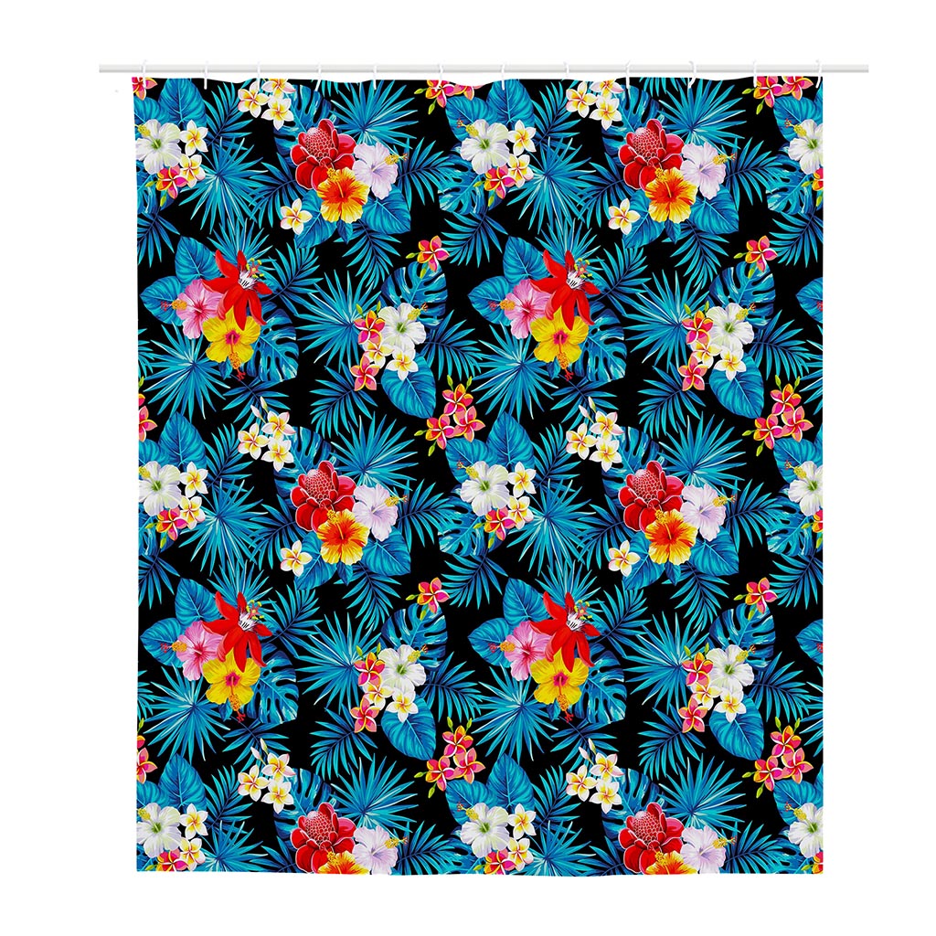 Turquoise Tropical Hawaii Pattern Print Polyester Shower Curtain