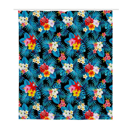 Turquoise Tropical Hawaii Pattern Print Polyester Shower Curtain
