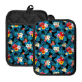 Turquoise Tropical Hawaii Pattern Print Pot Holders With Pocket