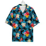 Turquoise Tropical Hawaii Pattern Print Rayon Hawaiian Shirt