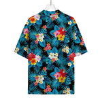 Turquoise Tropical Hawaii Pattern Print Rayon Hawaiian Shirt
