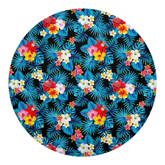 Turquoise Tropical Hawaii Pattern Print Round Blanket