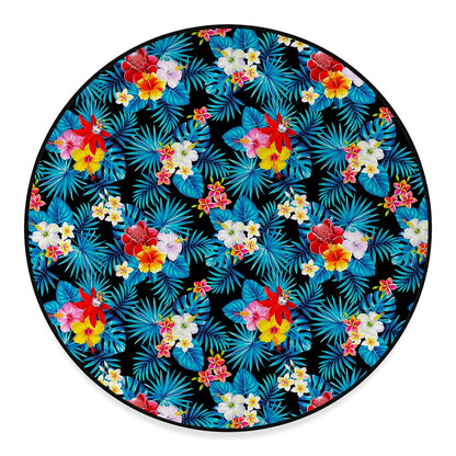 Turquoise Tropical Hawaii Pattern Print Round Floor Mat