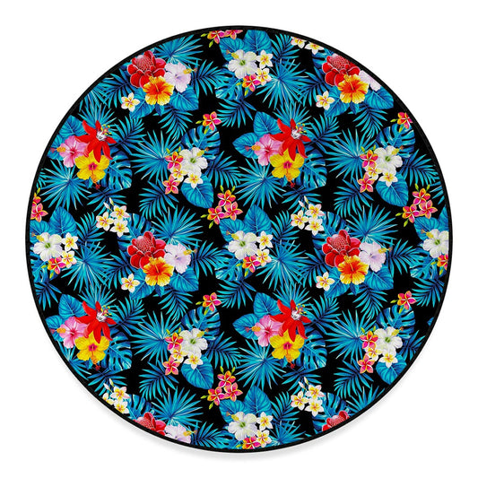 Turquoise Tropical Hawaii Pattern Print Round Floor Mat
