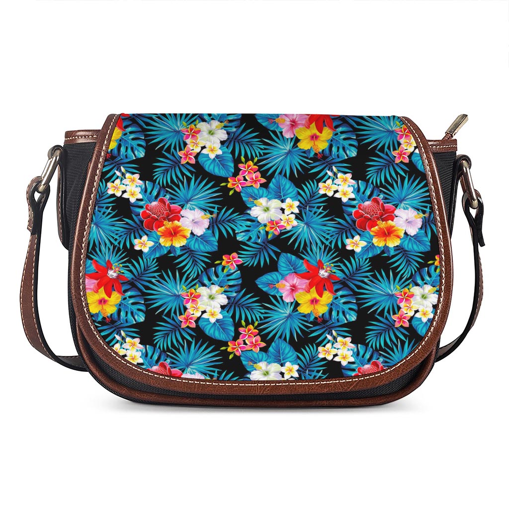 Turquoise Tropical Hawaii Pattern Print Saddle Bag