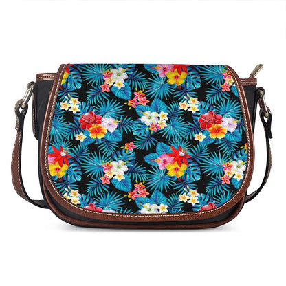 Turquoise Tropical Hawaii Pattern Print Saddle Bag
