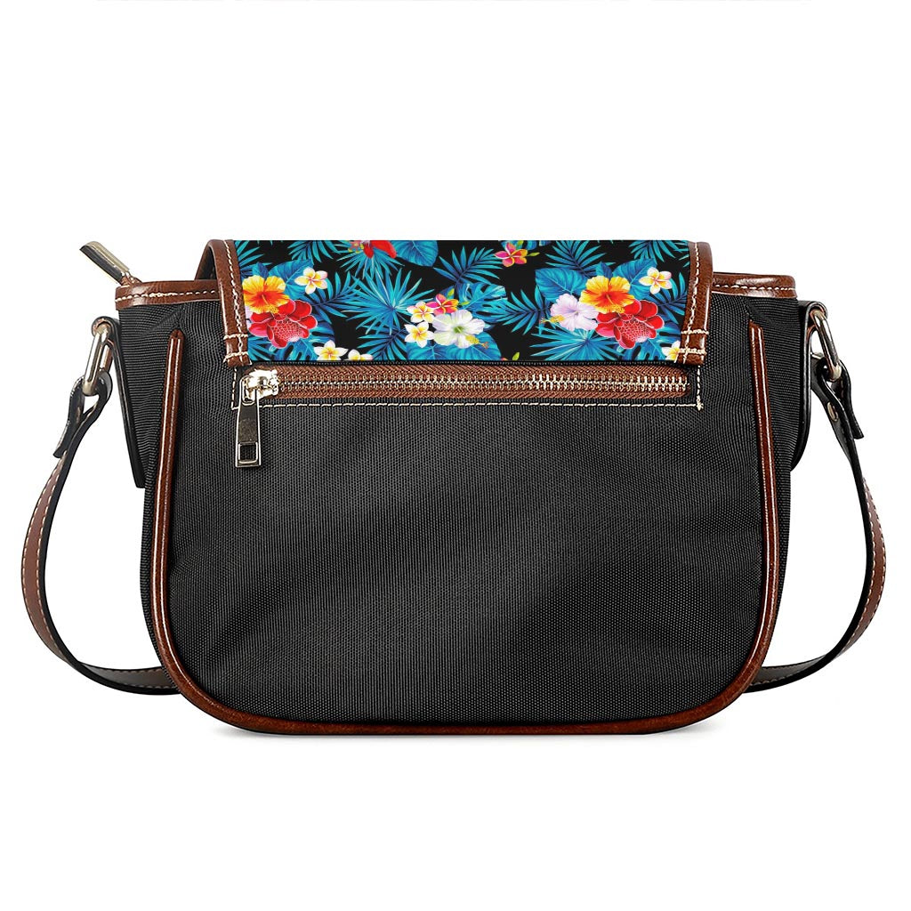 Turquoise Tropical Hawaii Pattern Print Saddle Bag