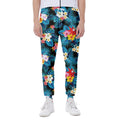 Turquoise Tropical Hawaii Pattern Print Joggers