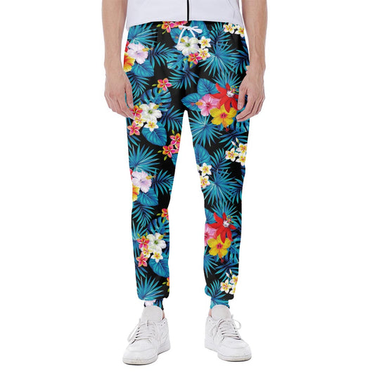 Turquoise Tropical Hawaii Pattern Print Scuba Joggers
