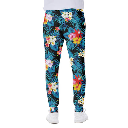 Turquoise Tropical Hawaii Pattern Print Scuba Joggers
