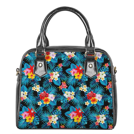 Turquoise Tropical Hawaii Pattern Print Shoulder Handbag